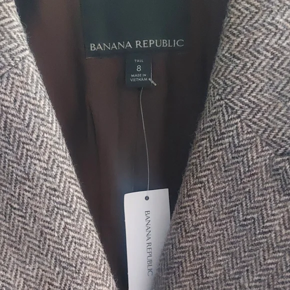 New BANANA REPUBLIC Herringbone Captain's Blazer - 8 Tall - Picture 4 of 9